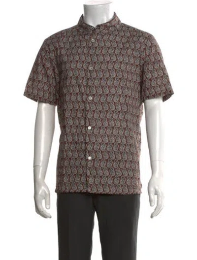 Pre-owned A.p.c. Paisley Print Short Sleeve Shirt In Brown