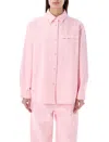 Apc Tina Logo-embroidered Denim Shirt In Pale_pink