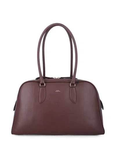 A.p.c. Paloma Logo-print Leather Tote Bag In Burgundy