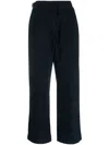Apc Pleat-detail Wide-leg Cotton Trousers In Navy