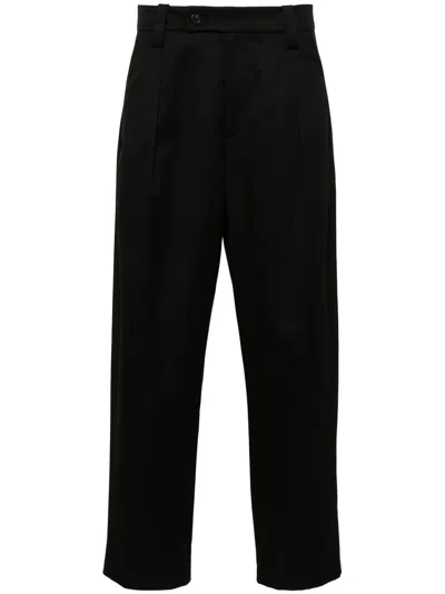 Apc Tapered-leg Twill Trousers In Black