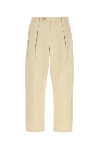 Apc Renato Tapered Pleated Herringbone Cotton Trousers In Neutral
