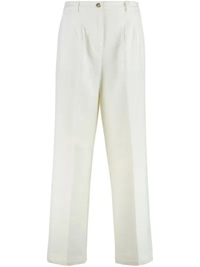 Apc A.p.c. Tressie Cotton Blend Wide Leg Trousers In White