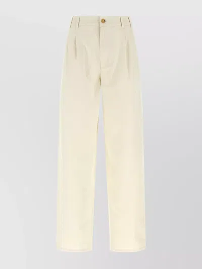 Apc Pants Pleated Front Side Pockets In Neutral