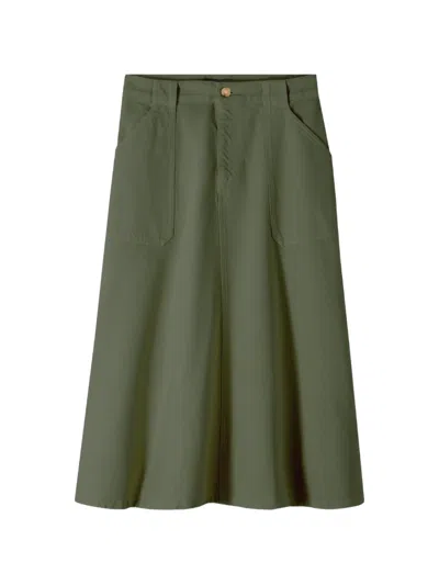 A.p.c. Patch-pocket A-line Midi Skirt In Green