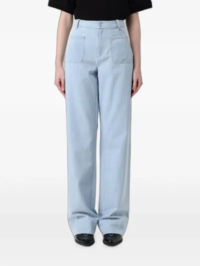 A.p.c. Patch-pocket Wide-leg Jeans In Blue