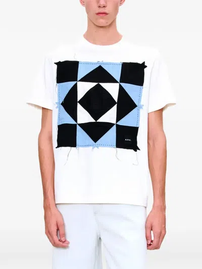 A.p.c. Organic Cotton T-shirt With Rhombus Pattern In White