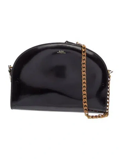 Pre-owned A.p.c. Patent Leather Crossbody Bag In Black