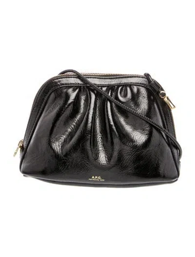 Pre-owned A.p.c. Patent Leather Crossbody Bag In Black
