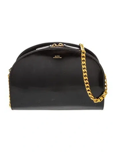 Pre-owned A.p.c. Patent Leather Shoulder Bag In Black