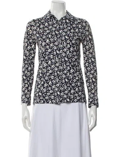 Pre-owned Apc Patterned Long Sleeve Blouse In Blue
