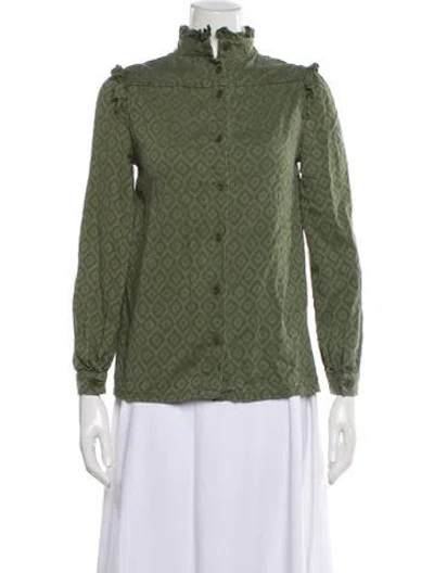 Pre-owned Apc Patterned Long Sleeve Blouse In Green