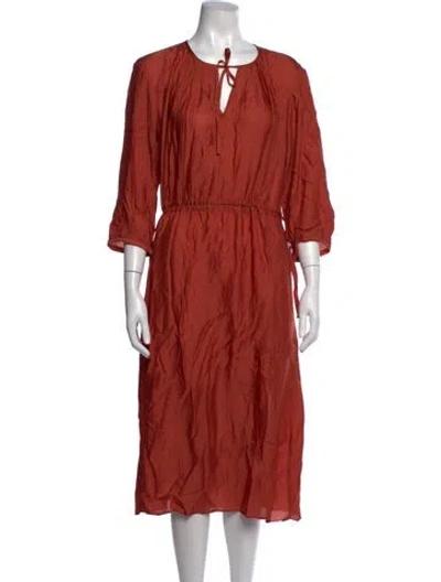 Pre-owned A.p.c. Patterned Midi Length Dress In Orange