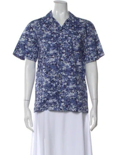 Pre-owned A.p.c. Patterned Short Sleeve Top In Blue