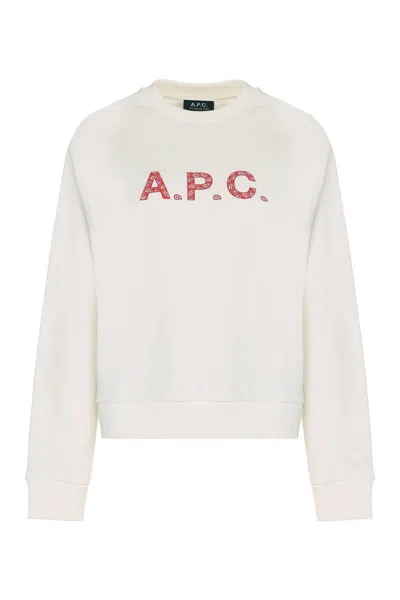 Apc A.p.c. Patty Cotton Crew-neck Sweatshirt In White