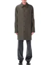 Apc Checkered Long Coat Side Pockets In Brown