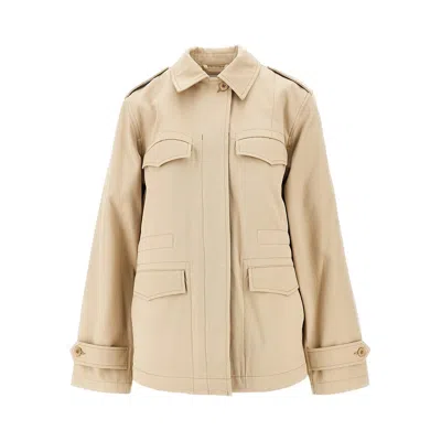 Apc . P.c. Cotton Gabardine Safari Jacket In Brown