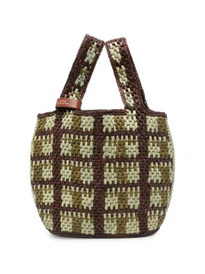 A.p.c. Pecan Tote Bag Woven Texture Design In Brown