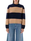 Apc A.p.c. Penny Knitted Stripped Jumper In Navy Beige