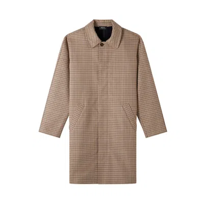 Apc Phil Rallongé Raincoat In Bac - Dark Beige