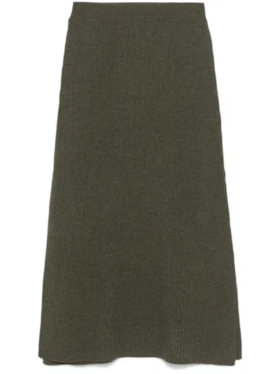 Apc Phoebe Midi Skirt In Green