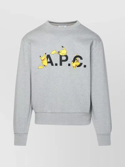 Apc 'pikachu' Graphic Print Sweatshirt With Crew Neck In Gray