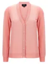 Apc Logo-embroidered Cotton Cardigan In Pink