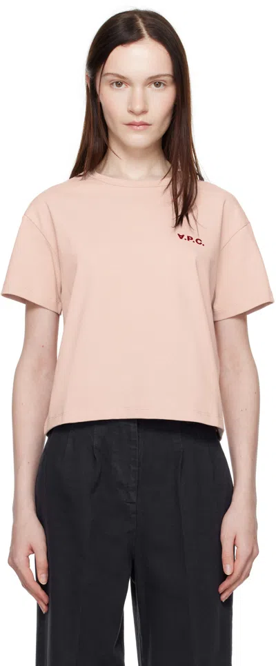 Apc Pink Boxy Petit 'vpc' T-shirt In Rose Poudre/bordeaux