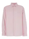 Apc Pink Shirt With Classic Collar And All-over Striped Motif In Cotton Man In Pink