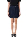 Apc High Waist Denim Skirt With Contrast Stitching In Navy