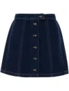 Apc High Waist Denim Skirt With Contrast Stitching In Blue