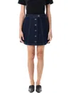 Apc High Waist Denim Skirt With Contrast Stitching In Blue