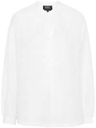 Apc Plaid-check Cotton Blouse In White