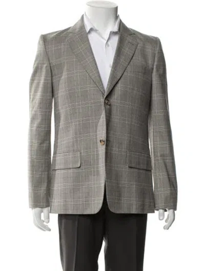 Pre-owned A.p.c. Plaid Print Blazer In Gray