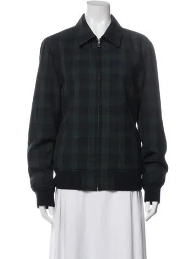 Pre-owned A.p.c. Plaid Print Bomber Jacket In Blue