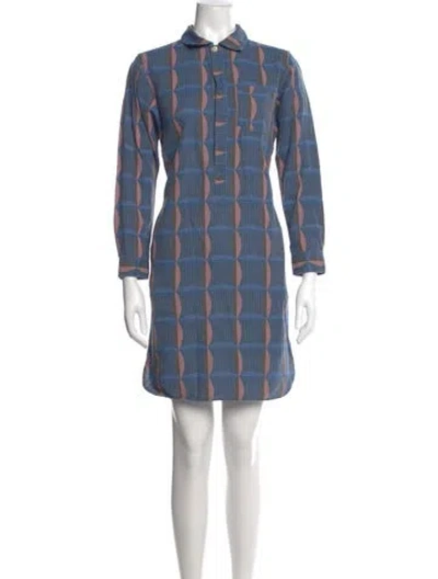 Pre-owned Apc Plaid Print Knee-length Dress In Blue