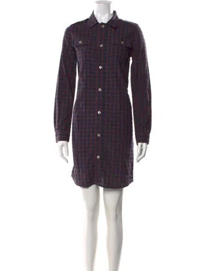 Pre-owned A.p.c. Plaid Print Knee-length Dress In Blue