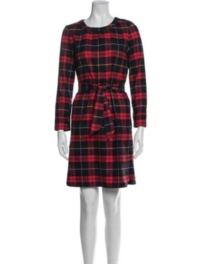 Pre-owned A.p.c. Plaid Print Knee-length Dress In Red