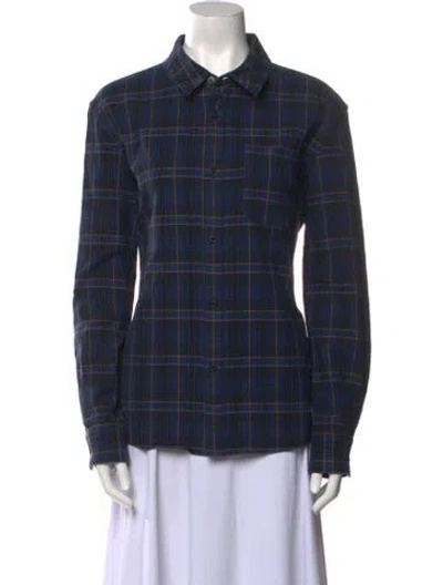 Pre-owned Apc Plaid Print Long Sleeve Button-up Top In Blue