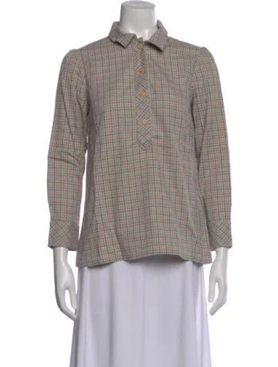 Pre-owned A.p.c. Plaid Print Long Sleeve Button-up Top In Multi