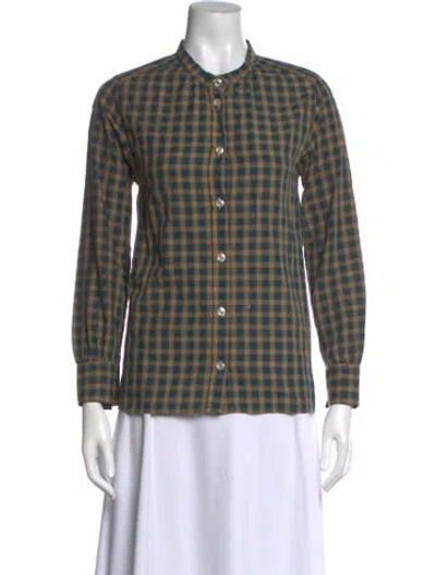 Pre-owned A.p.c. Plaid Print Long Sleeve Button-up Top In Multi