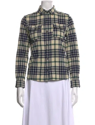 Pre-owned A.p.c. Plaid Print Long Sleeve Button-up Top In Neutral
