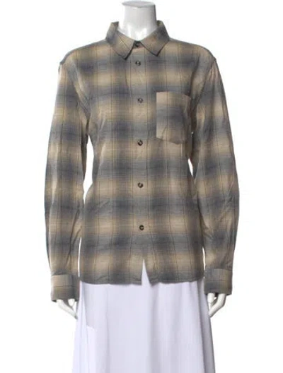 Pre-owned A.p.c. Plaid Print Long Sleeve Button-up Top In Neutrals