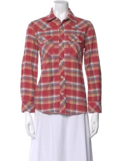 Pre-owned Apc Plaid Print Long Sleeve Button-up Top In Pink