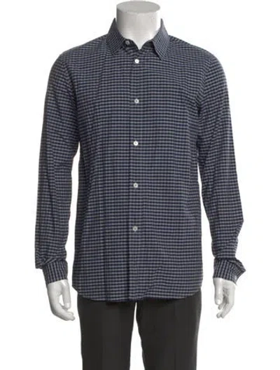 Pre-owned Apc Plaid Print Long Sleeve Dress Shirt In Blue
