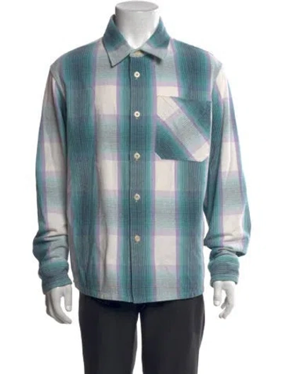 Pre-owned A.p.c. Plaid Print Long Sleeve Dress Shirt In Blue