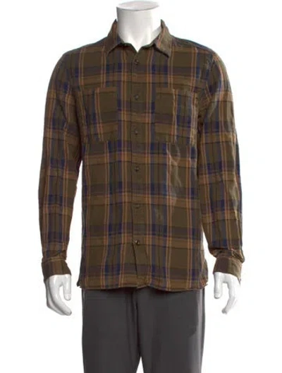 Pre-owned A.p.c. Plaid Print Long Sleeve Dress Shirt In Green