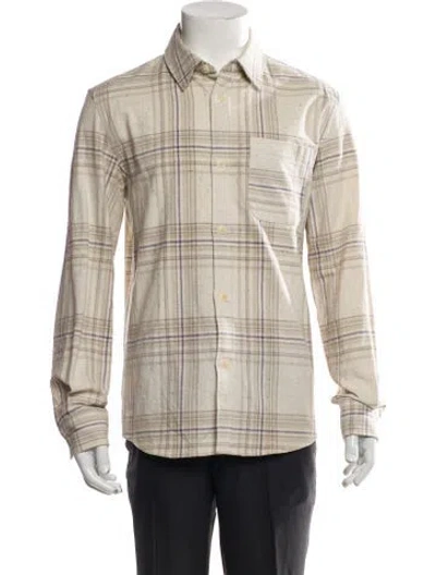 Pre-owned A.p.c. Plaid Print Long Sleeve Dress Shirt In Neutral
