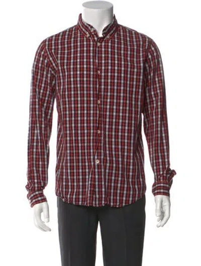 Pre-owned A.p.c. Plaid Print Long Sleeve Dress Shirt In Red