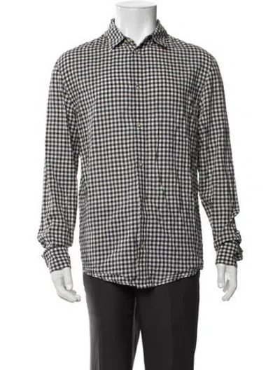 Pre-owned A.p.c. Plaid Print Long Sleeve Dress Shirt In White